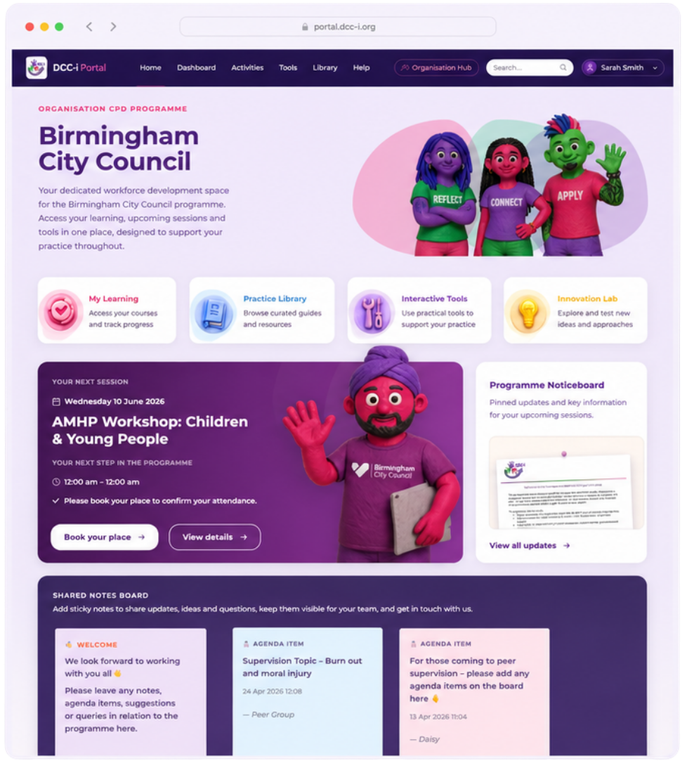 DCC-i Organisation Hub — dedicated CPD space for health and social care teams