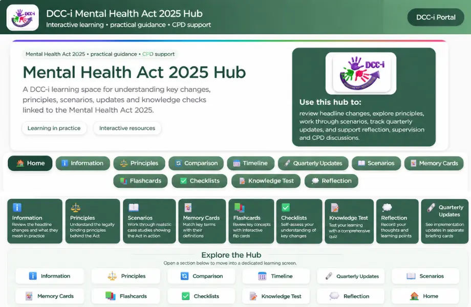 Preview of the Mental Health Act 2025 Hub interactive tool.