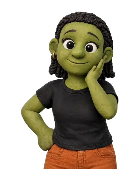 Green clay character thinking